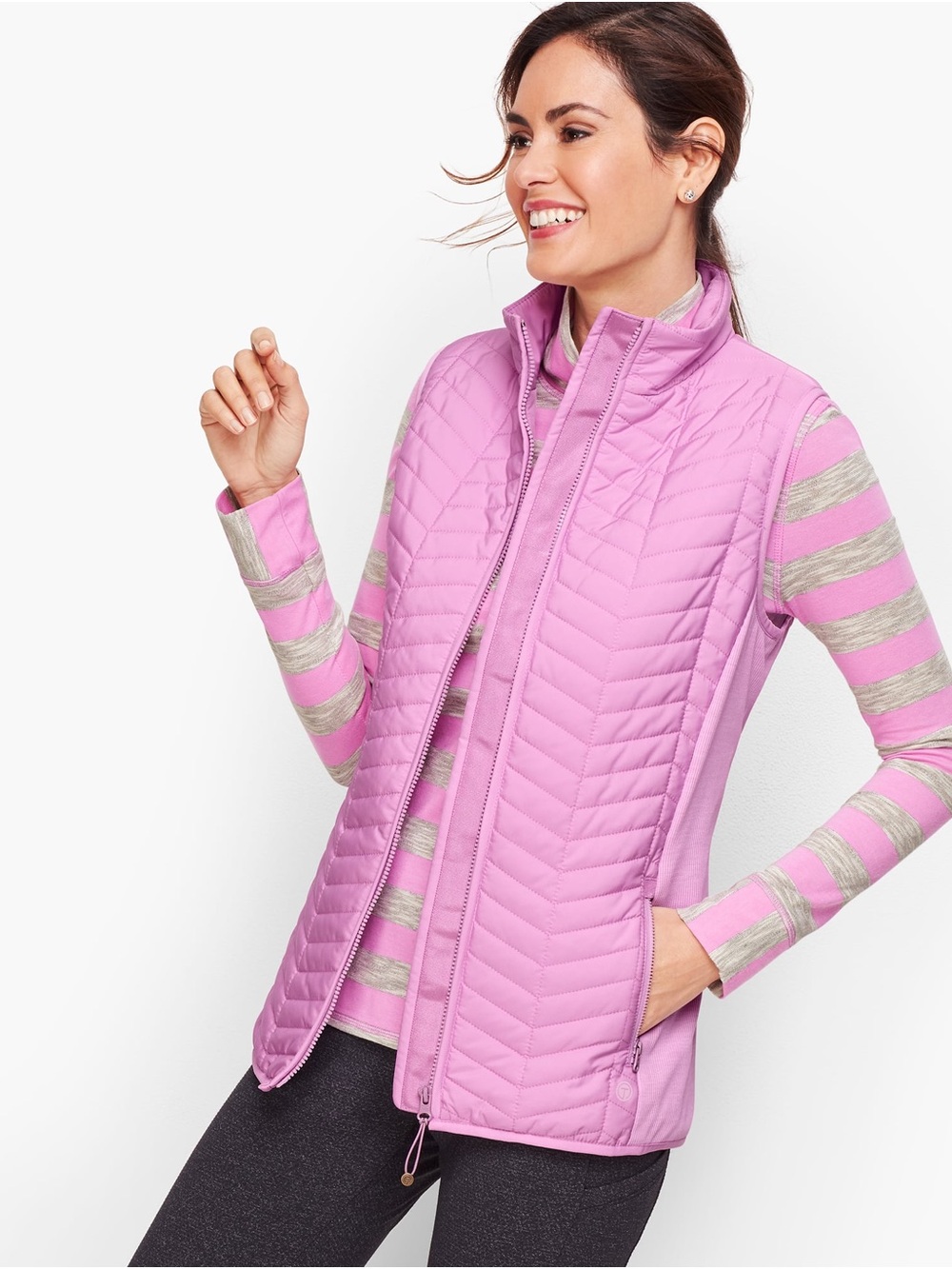 Talbots | Lavender Chevron Quilted Vest